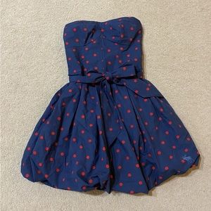 NWT Abercrombie & Fitch Bubble Fit n Flare Strapless Polka Dot Dress Sz M
